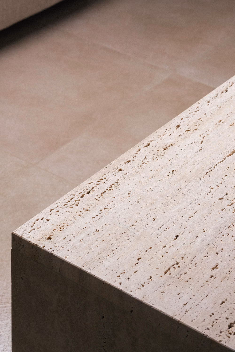 honed travertine slab close up photograph - 