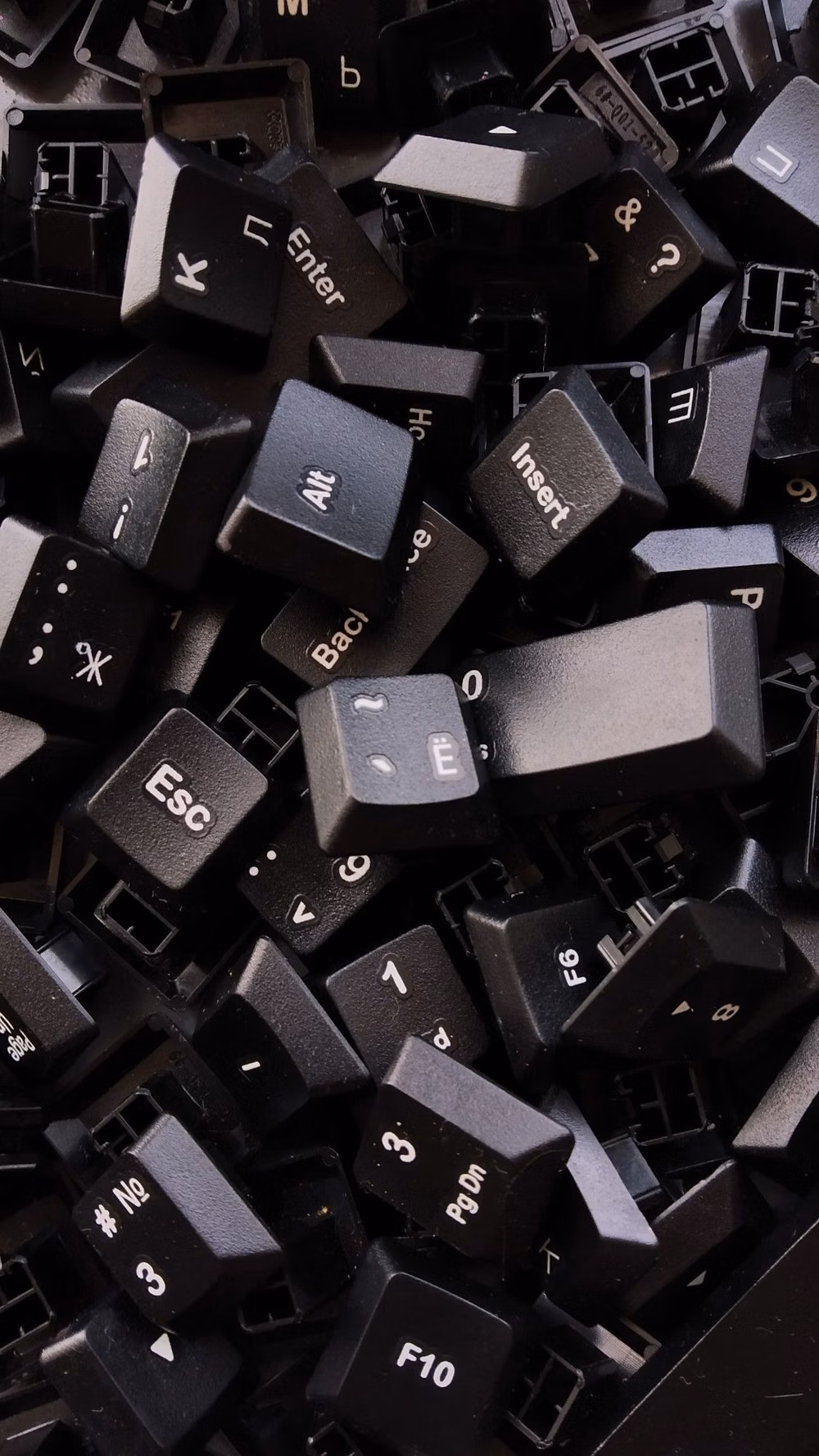 vintage mechanical computer keyboard close up -