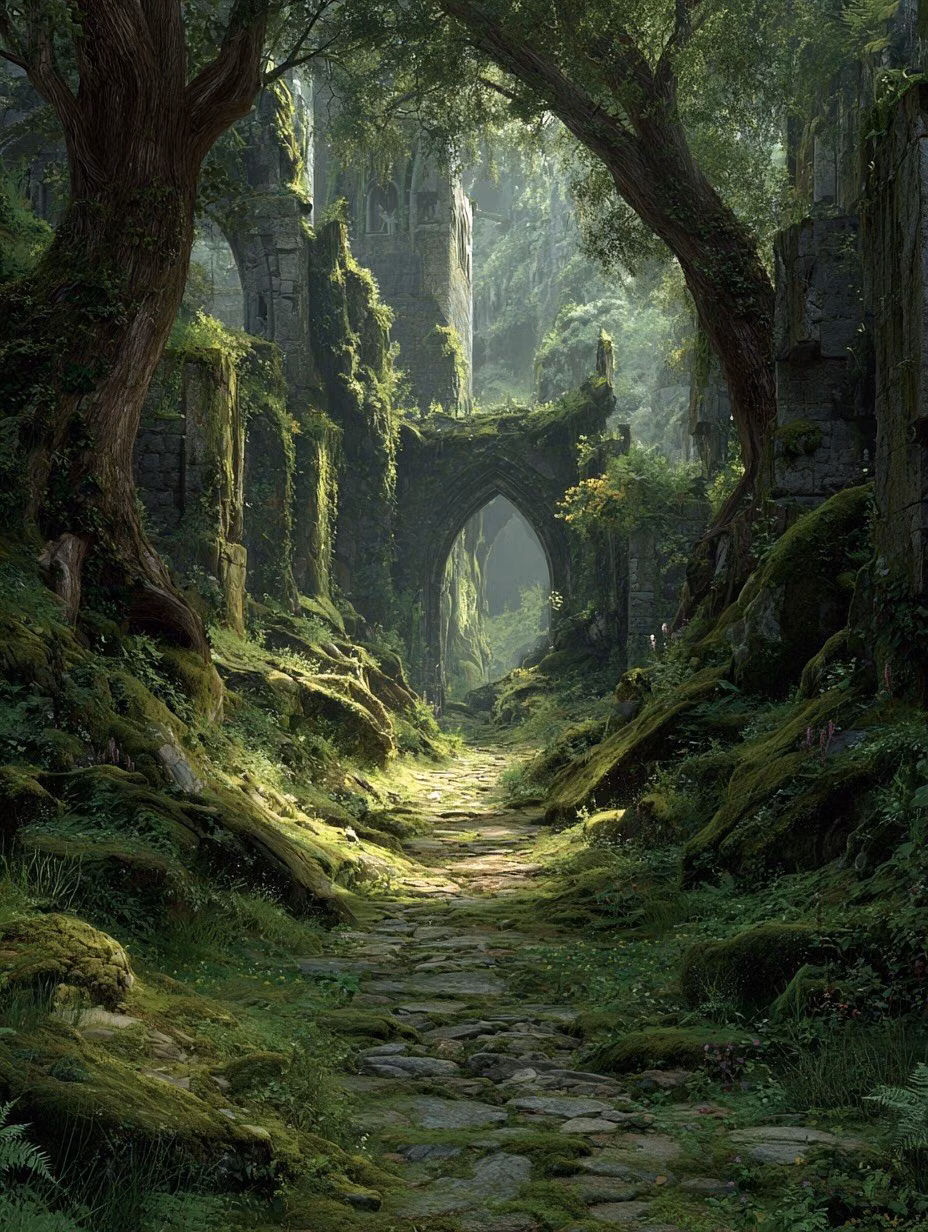 misty ancient forest path photograph - Instagram