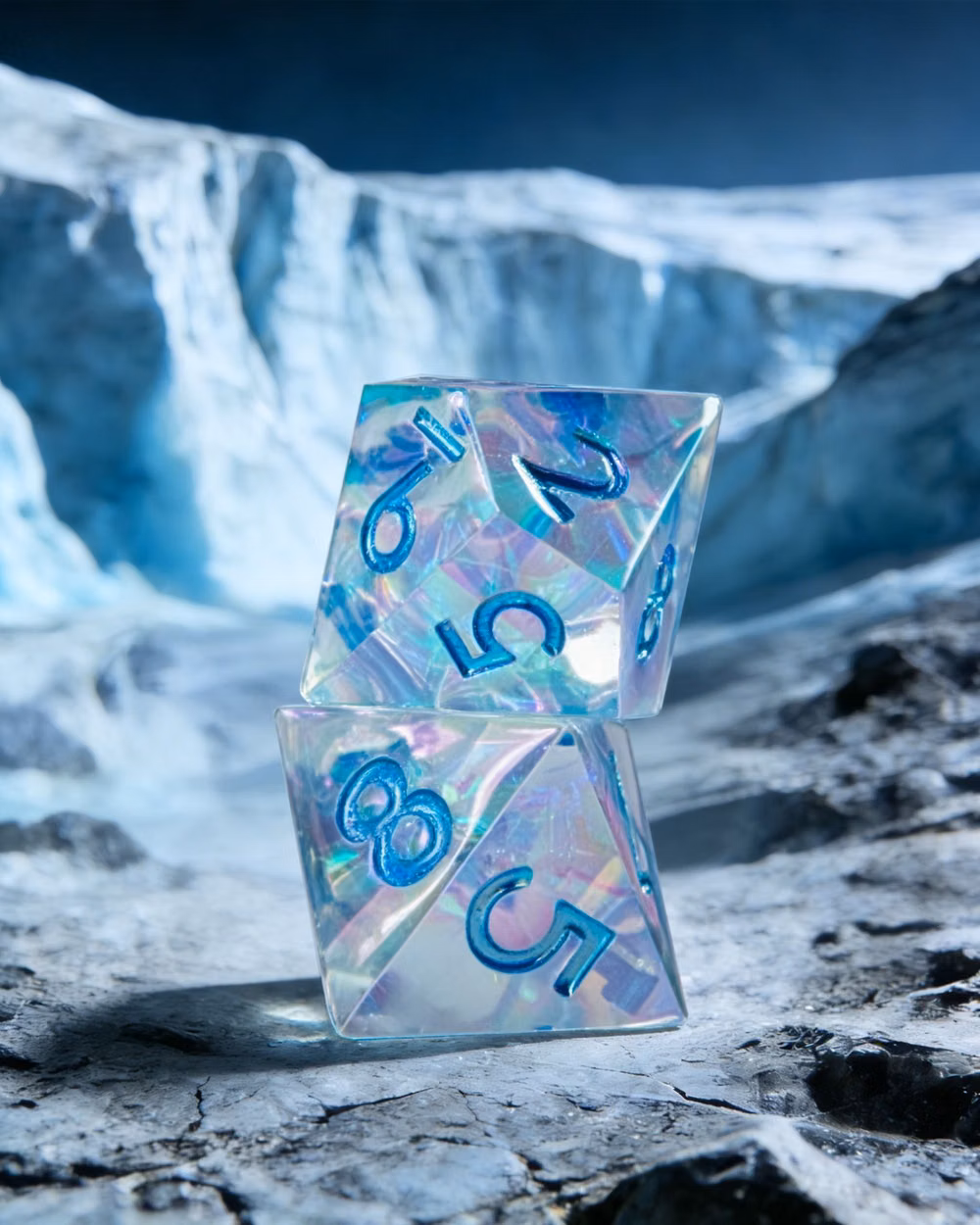 polyhedral tabletop dice wooden table photograph - 🔷🔹🔷Glacial Rift 7-Piece Polyhedral Dice Set dropped!!🩵 #TTRPGCommunity #ttrpg #dnd #dnd5e #diceset #dnddiceset #dice #diceporn #tabletopgames