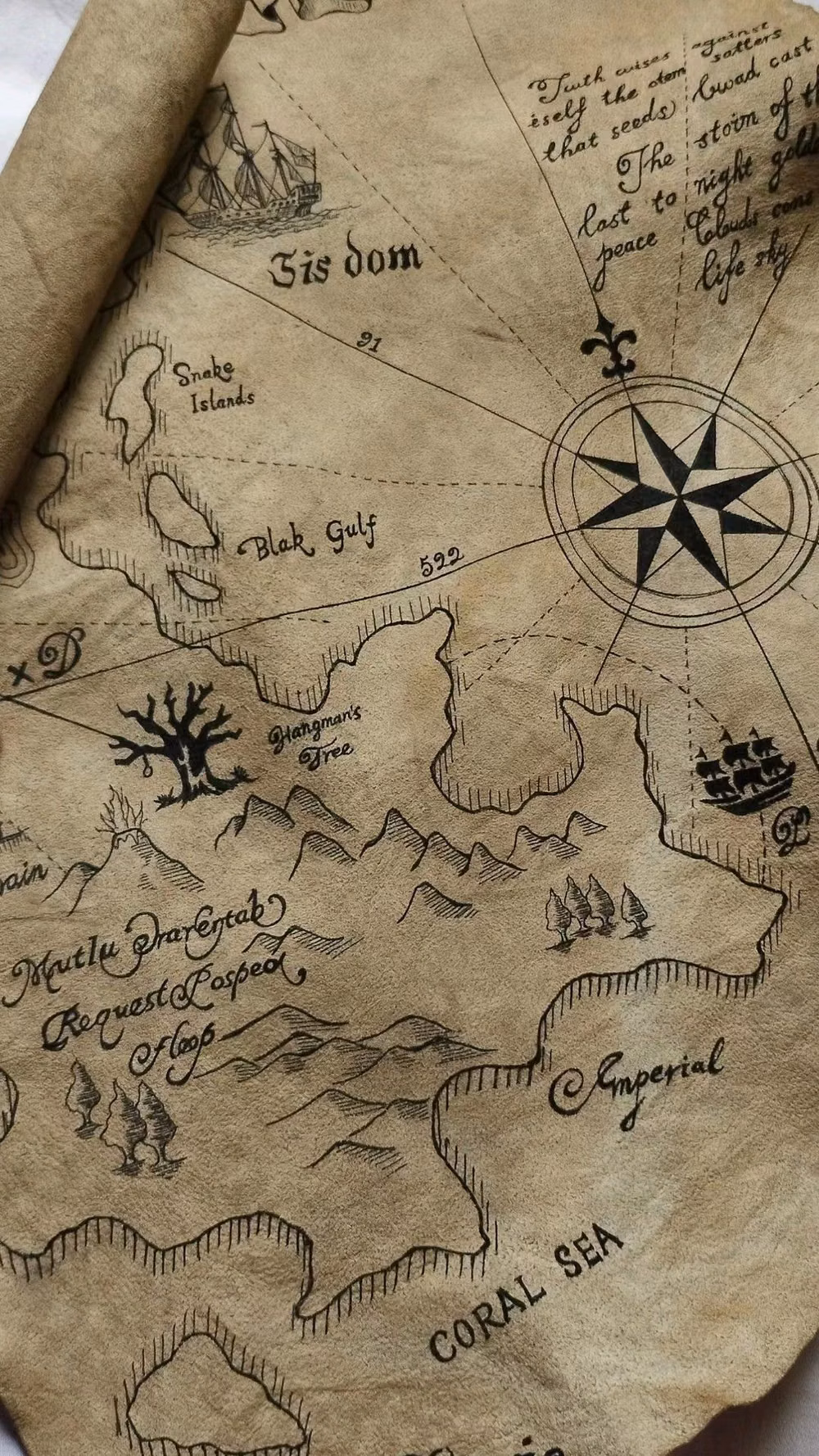 hand drawn fantasy map parchment photograph - 