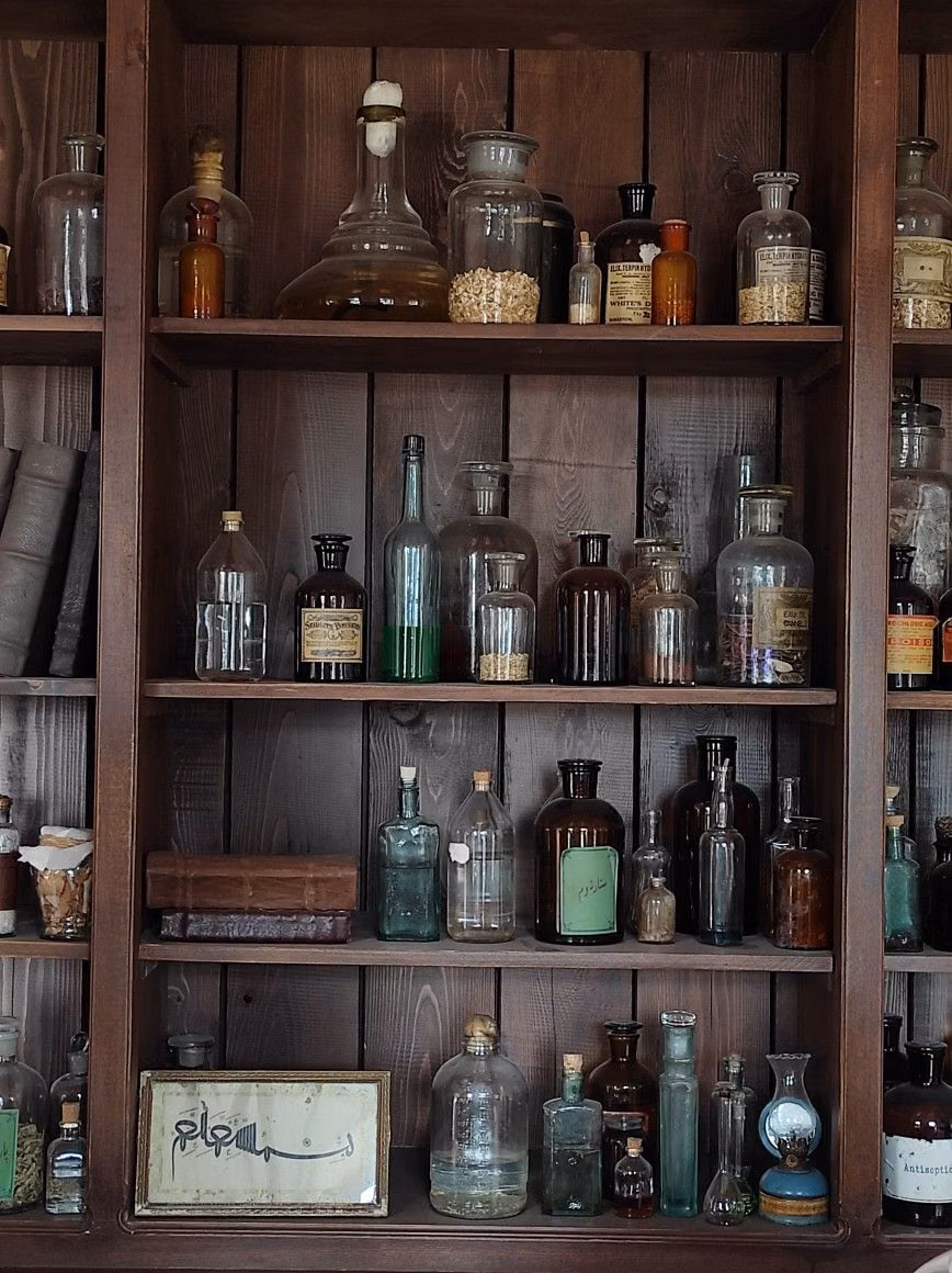 antique apothecary bottles herbs photograph - 