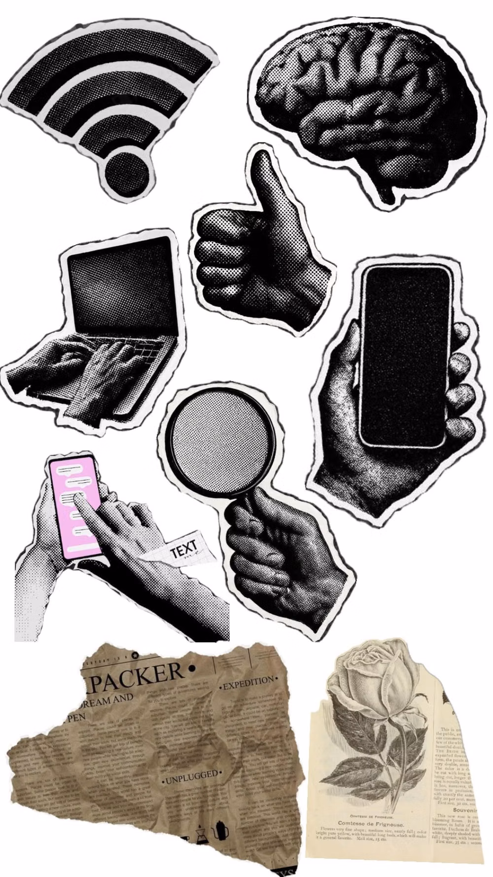 Scrapbook / Sticker UI aesthetic -