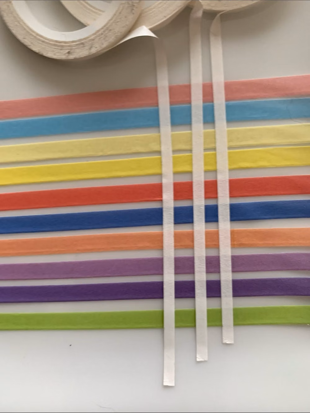 colorful washi tape rolls overhead photograph - Bright Multi Color Washi Tape Set - 10 Colors Plus 3 Rolls Of Very Thin White Washi Tape.