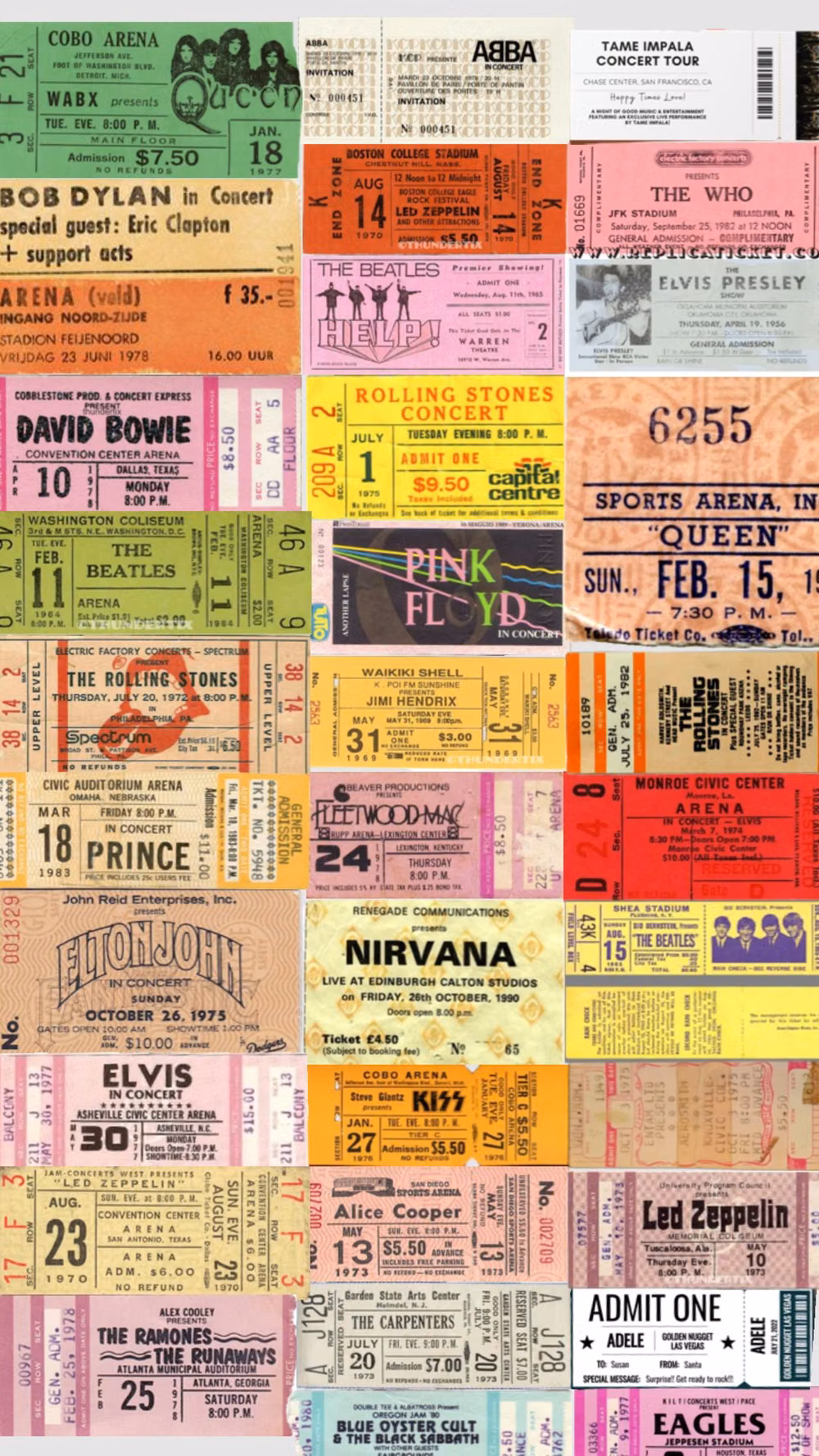 vintage ticket stubs collection overhead photograph -