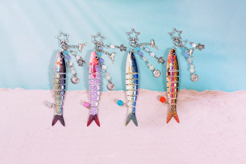 holographic fish charm macro photograph -
