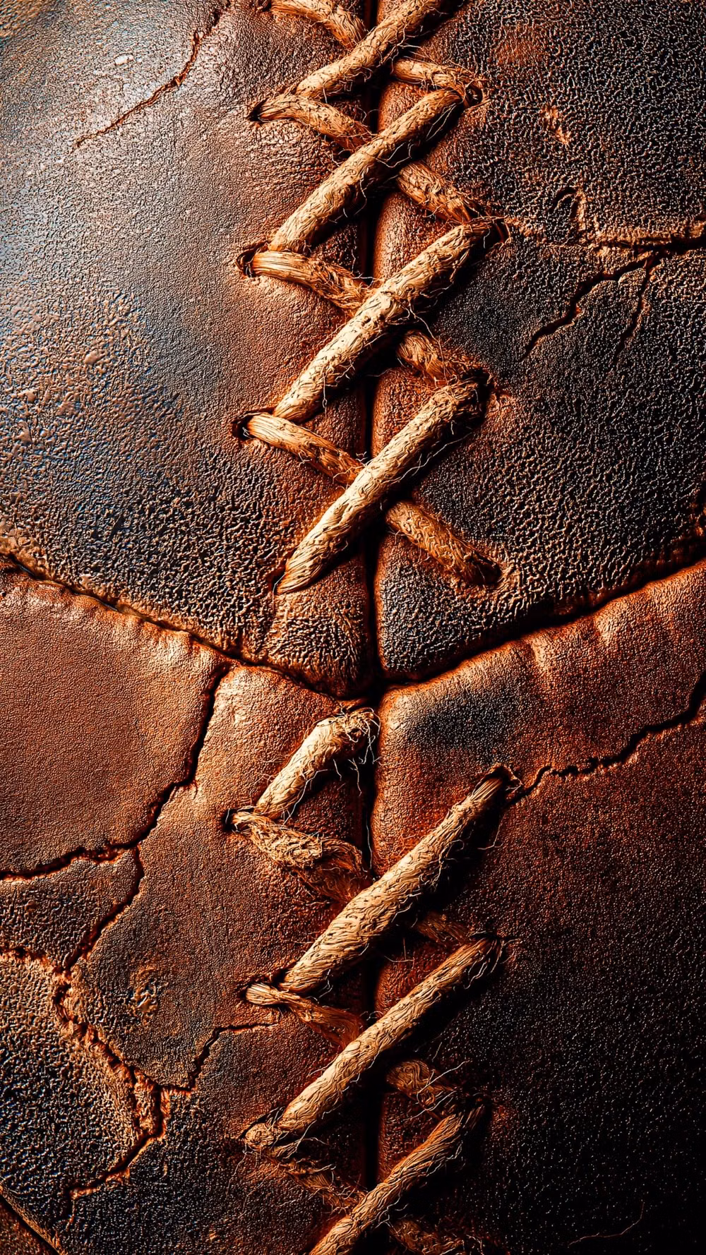 brown leather stitching macro photograph - 