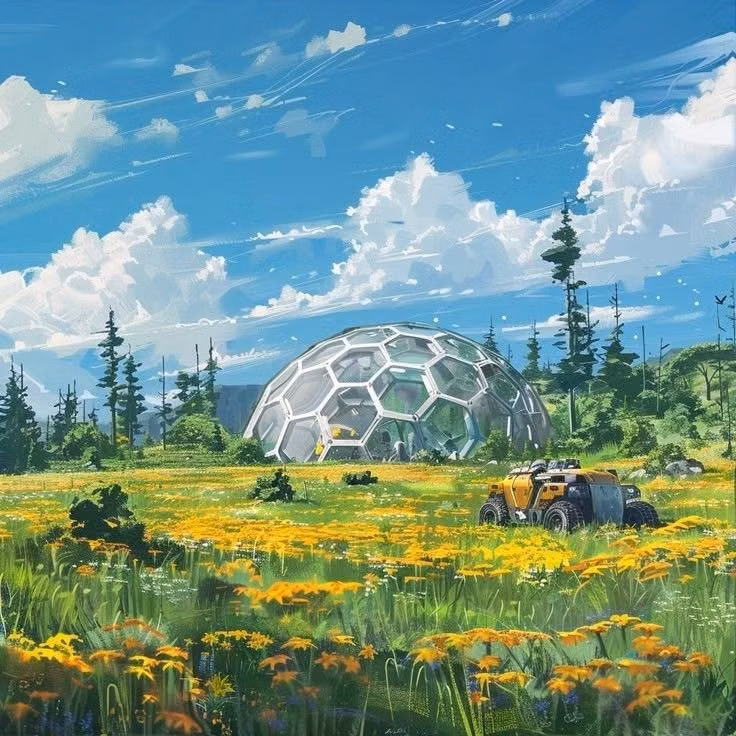 Solarpunk aesthetic -