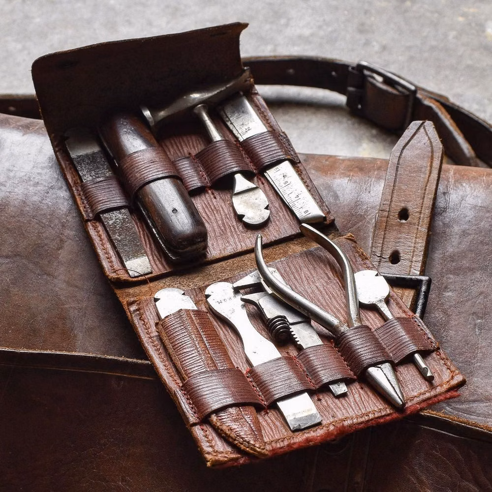 vintage leather tool roll photograph - G E A R Vintage 50’s multitool set in leather roll ________________________________________ #vintagetools #multitool #tools #toolroll… | Instagram