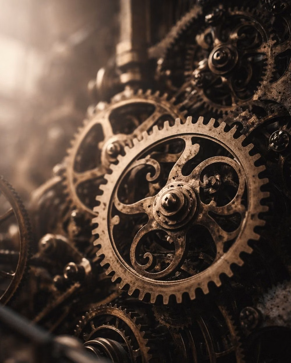 antique brass gears macro photograph - Chapter I.