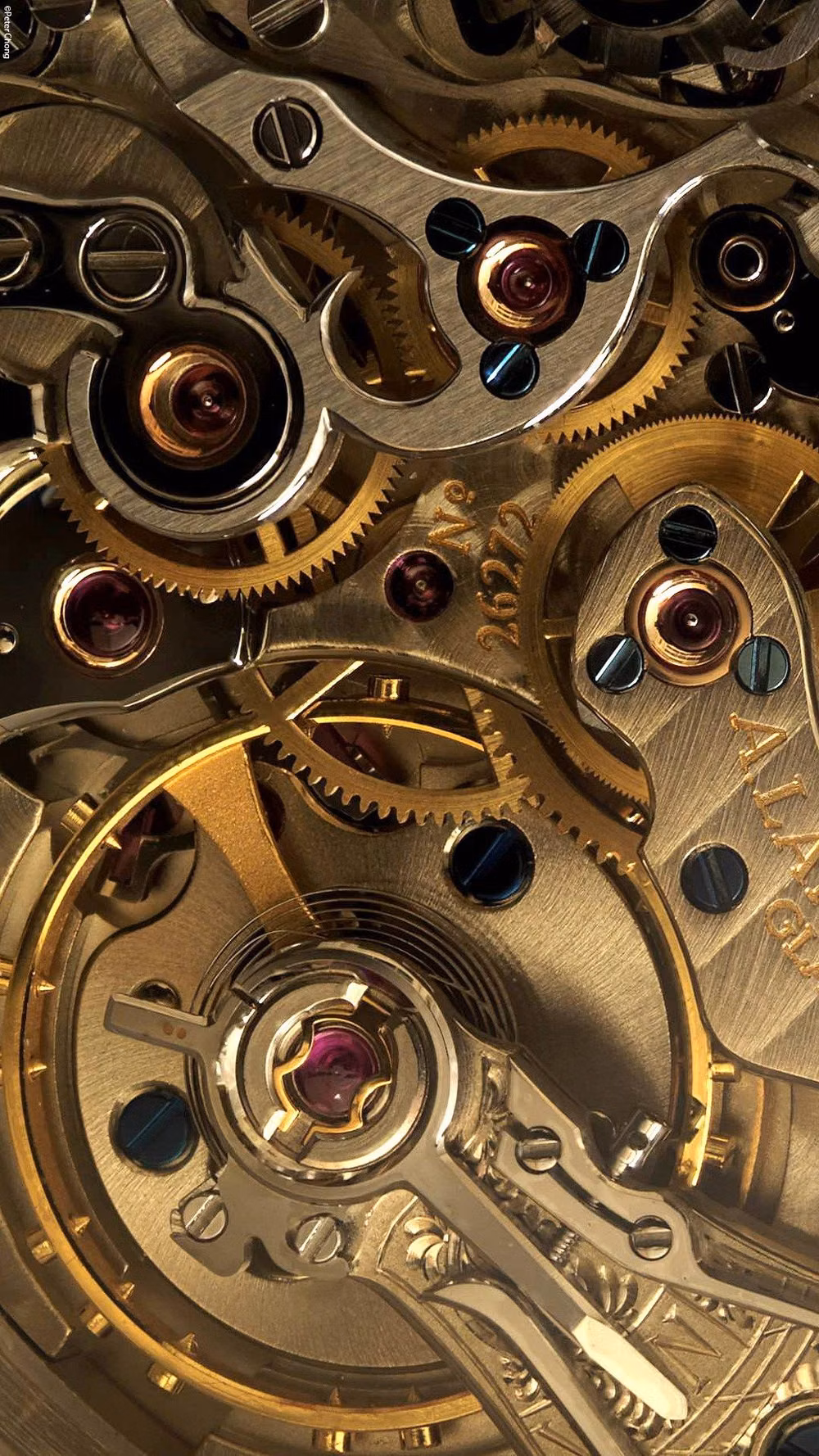 antique brass gears macro photograph -