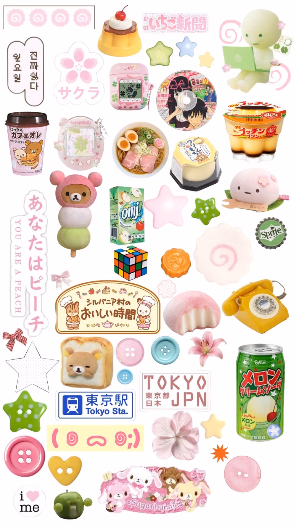 Japanese kawaii sticker sheet close up photograph -