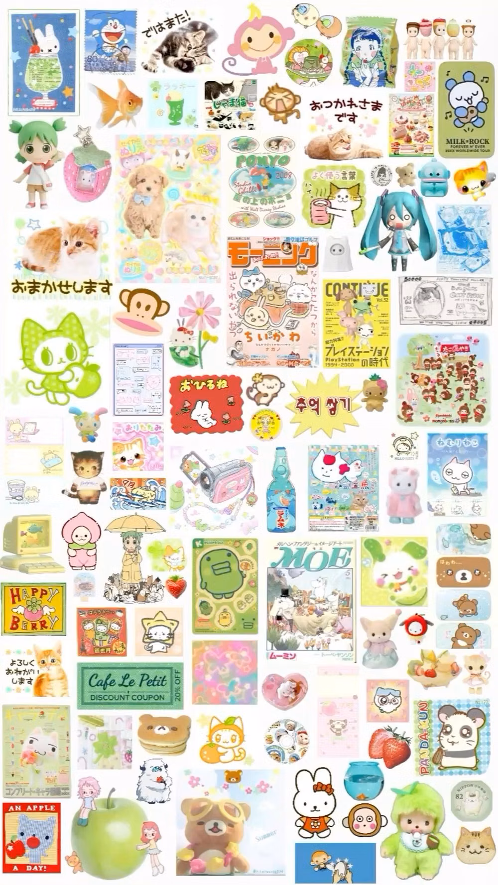 Japanese kawaii sticker sheet close up photograph -