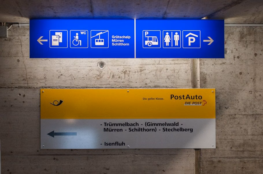 Swiss railway station typography sign photograph - Signage | Swiss railway station