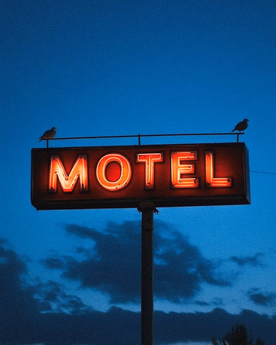 neon motel sign night photograph - 🍟🍟🍟. #neon #ambient #music #evening #vibe #film #parking #bar #ai #aiartist #aigenerated #aiartgallery #ии #вайб #неон