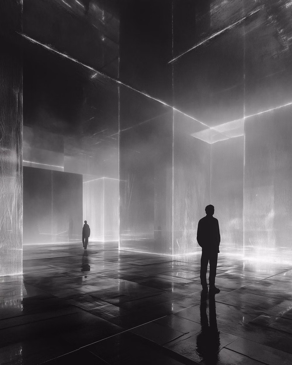 laser light grid fog photograph -