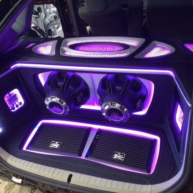 custom car trunk speaker system photograph -