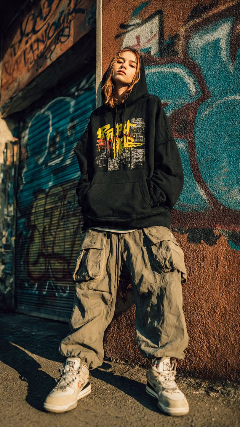 urban skate hoodie street outfit photograph -