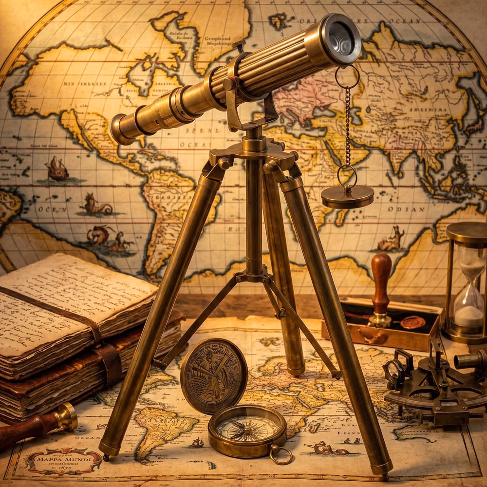 antique brass telescope close up photograph - Engravable Working Brass Telescope, Pirates Spyglass, Boating Gift, Graduation Gifts, Personalized Anniversary Gifts, Birthday gifts for Son This Is An Antique Style Telescope, Anchor wood box, Engraved Wooden Box You Can Chose Case Options From List while Making Order. Royal Navy Spyglass, Handheld Telescope, Pirate Scope, Boating Gift, Graduation Gifts, Gift For Him Metal: Original Solid Brass Finish: Antique Finish Telescope size : 16" inch Approx *If you have any questions, please contact us ! Thank you for trusting us with your purchase. Buy with confidence and rest assured that we'll provide professional service throughout your experience !