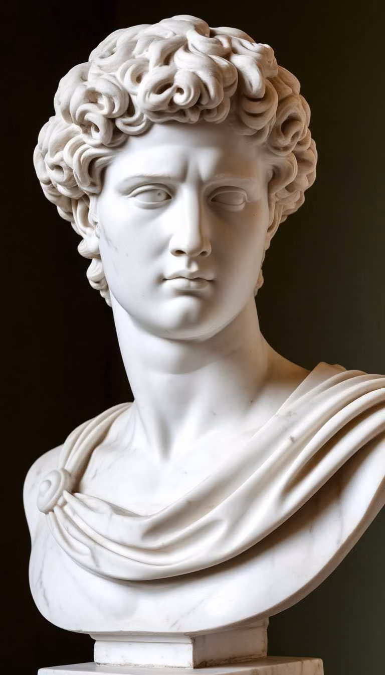 marble classical bust studio photograph -