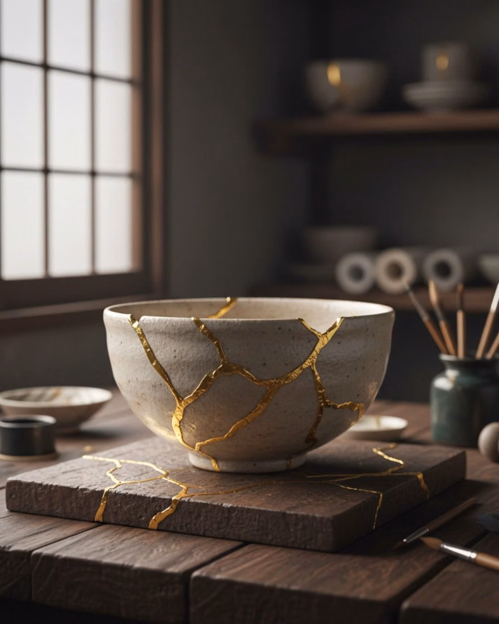 kintsugi ceramic bowl gold repair close up - The Lost Art of Kintsugi: Mending Pottery in Modern Japan When a beloved ceramic bowl cracks, most of us reach for super glue or, more likely, the recycling bin. In doing so, we participate in a culture that equates damage with disposability, perfection with worth. Yet in Japan, a centuries-old practice offers a radically different response—one that transforms breaks into beauty and sees fracture lines as opportunities for gold.