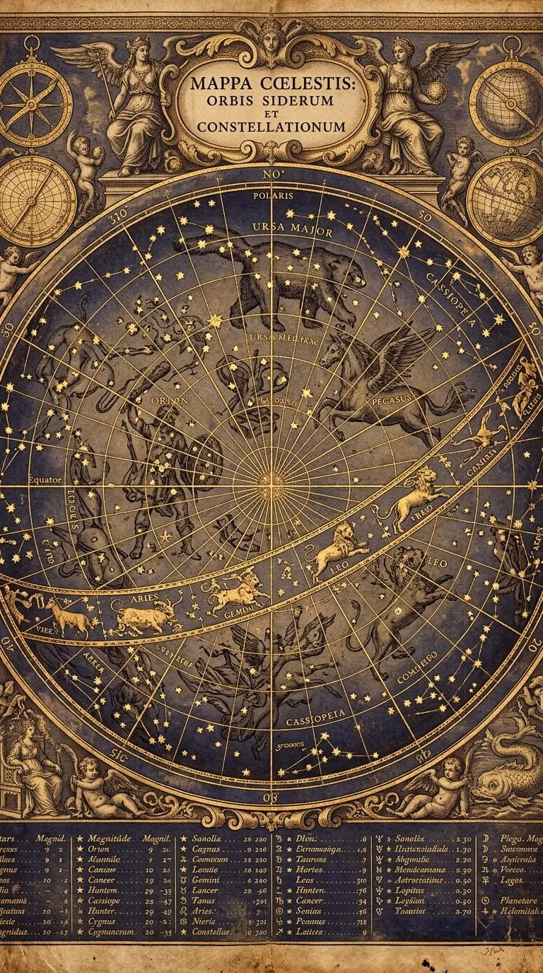 antique celestial star chart photograph -