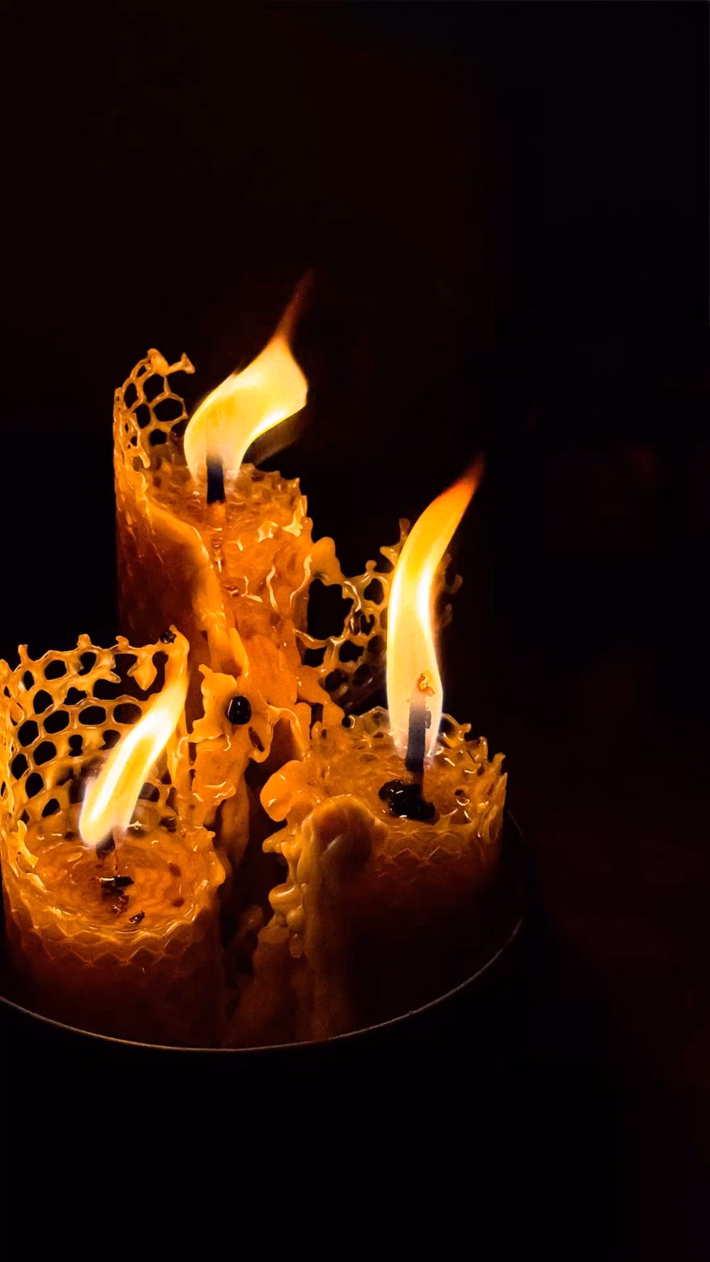 beeswax candles dark room photograph -