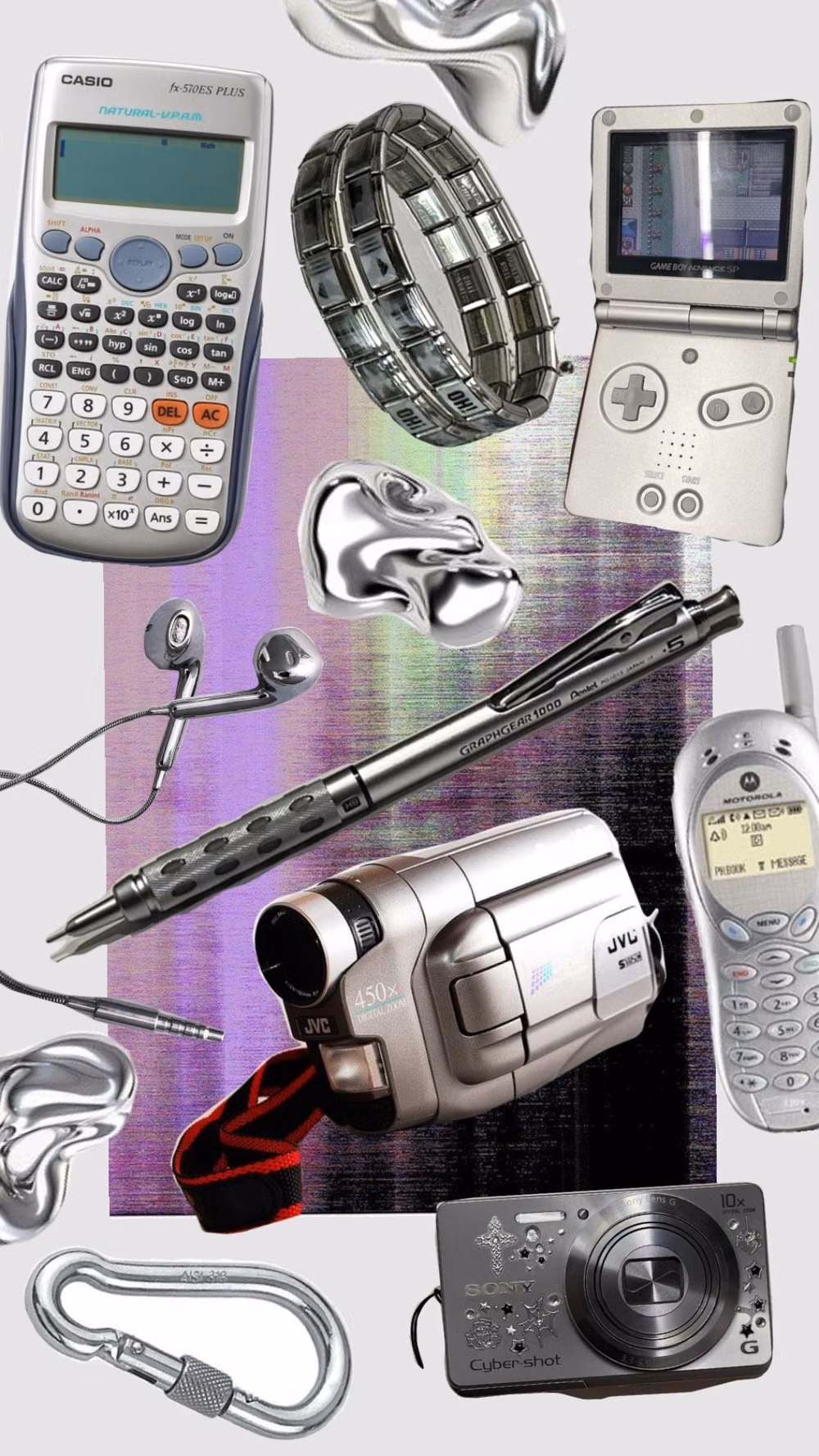 Y2K Techno-Skeuomorphism aesthetic - chrome y2k 2000s silver white metal metallic design